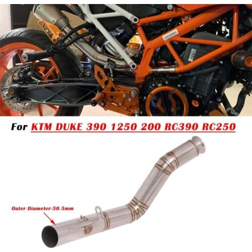 For KTM DUKE 390 125 250 RC390 RC250 17 18 19 20 21 Exhaust Escape System Modify Middle Link High Pipe Moto Muffler Mid 51mm