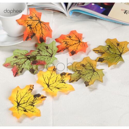 Dophee 100Pcs Artificial Silk Maple Leaves For Home Wedding Party Scrapbooking Craft Multicolor Fall Vivid Fake Flower Leaf