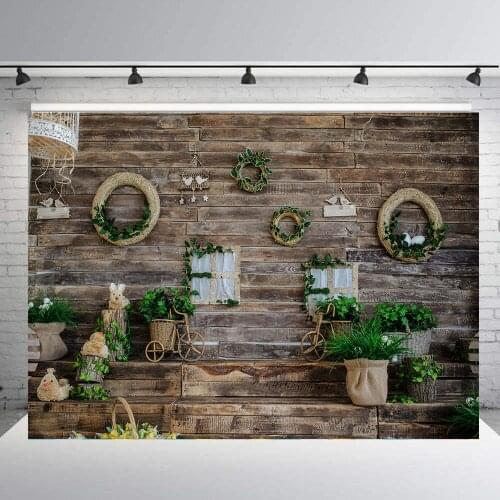 Wedding backdrop indoor dark wood wall plant floral photography background home decor birdal shower photo studio picture b136