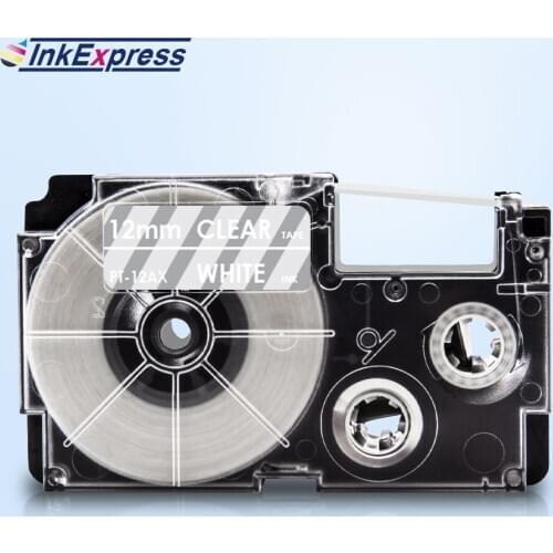 InkExpress 12mm XR-12AX Tape For CASIO XR-12AX Label Tape Black on Clear Printer Ribbon For CASIO Label Maker KL-100 KL-120