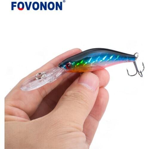 FOVONON 1Pcs Laser Minnow 9cm7g Wobblers Fishing Tackle 3D Eyes Sinking Minnow Fishing Lure Crankbait 6# hook