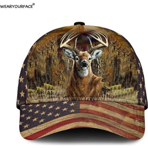 Deer Fishing Man 3D All Over Printed Snapback Hat Men Women Adult Hip Hop Headwear Outdoor Casual Sun Visor Baseball Cap