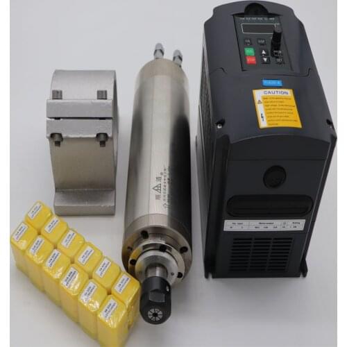 CNC spindle kit ER20 2.2KW water cooling spindle+1 piece 2.2KW inverter+12 pieces ER20 collets +1matched spindle support