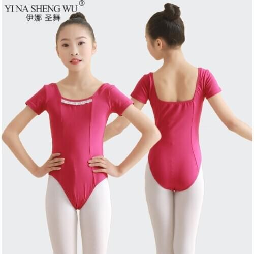 Summer Childrens Ballet Warmup Dance Costumes Short Sleeve Close the Crotch Performance Clothing Gymnastics For Girls Clothes