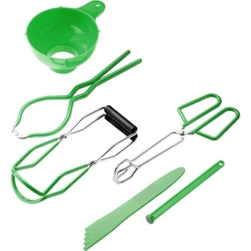 6 Pieces/set Stainless-Steel Canning Kit Include Canning Funnel,Jar Lifter, Jar Wrench, Lid Lifter, Canning Tongs, Bubble Popper