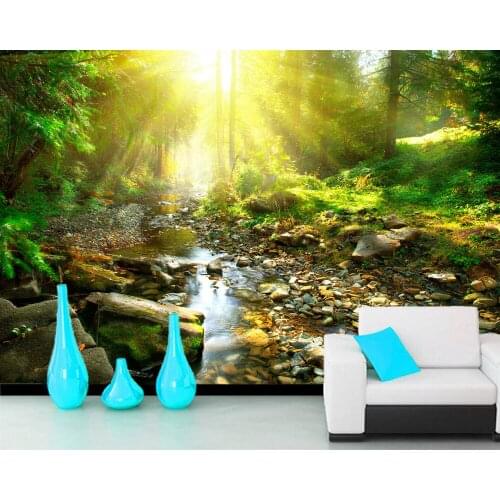 Papel de parede Mountain river in the forest natual 3d wallpaper,living room TV wall bedroom wall papers home decor mural