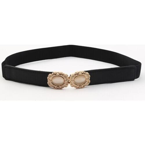 Fashion Thin Imitation Leather Belt Elastic Waist Belts Women Dress Skirt Simulated Pearl for Women Adult 3cm Solid Bigsweety