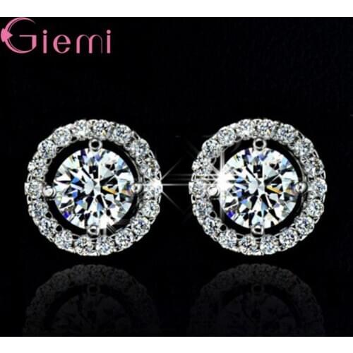 Novel Design Genuine 925 Sterling Silver Stud Earrings Paved With Shiny Crystal High Quality Crystal Stud Earrings Jewelry Gift