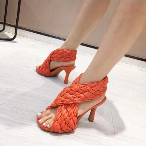 Sexy High Heels Women Sandals Summer Brand Shoes Woman Soft Braid Designer Gladiator Sandals Cross Braided Party Shoes For Women