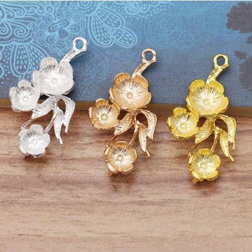 10Pcs 47x25MM Metal Alloy Handmade Rose-Shape Materials Charms Pendants High Quality Jewelry Making DIY Handmade Craft