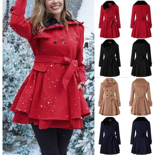Sashes Coat Women Solid Casual Warm Wool Lamb Jackets Outwear Female Tops Double-breasted Padded Mid-length Woolen Coat Coa