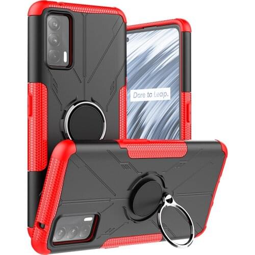 Shockproof Armor Case for OPPO Realme V15 5G X7 India Magnetic Metal Ring Stand Soft TPU Bumper Hard PC Protective Back Cover