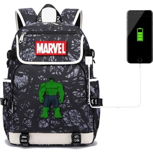 MARVEL USB Charging Backpack Teenage student Backpack nylon waterproof schoolbag Large Capacity bookbag Mochila