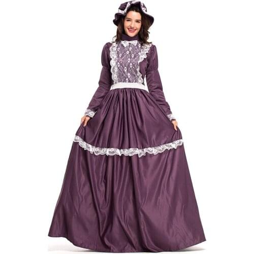 Sexy Adult A-Line Long Sleeve Deguisement Womens Prairie Lady Costume Party Halloween Susan B Anthony Rural Farm Girl Dress