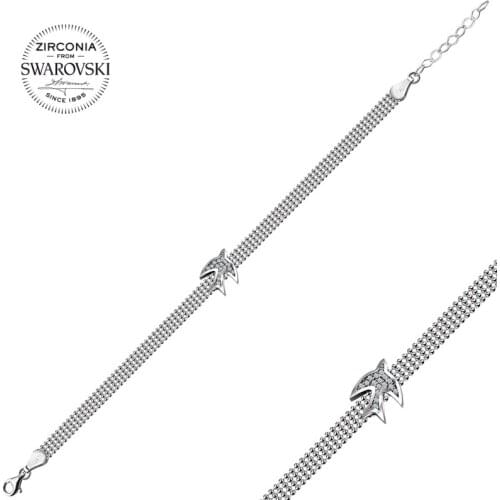 Silver 925 Sterling Swarovski Zirconia Gemstone Bird Bracelet