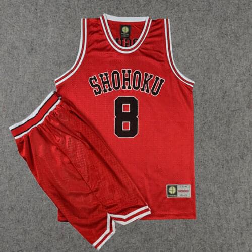 Slam Dunk Shiozaki Tetsushi NO.8 Basketball Jersey and Shorts Athletic Apparel Cosplay Costume Sports Wear Size M-XXL 3 Color