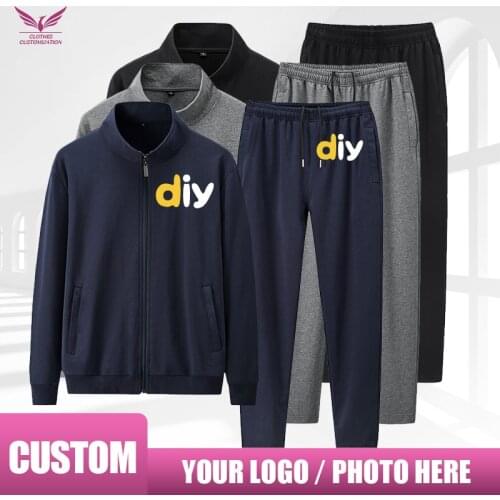 Custom sweatshirs Customize LOGO mens/woman sportswear autumn mens coat + pants Sets School uniform customization high quality