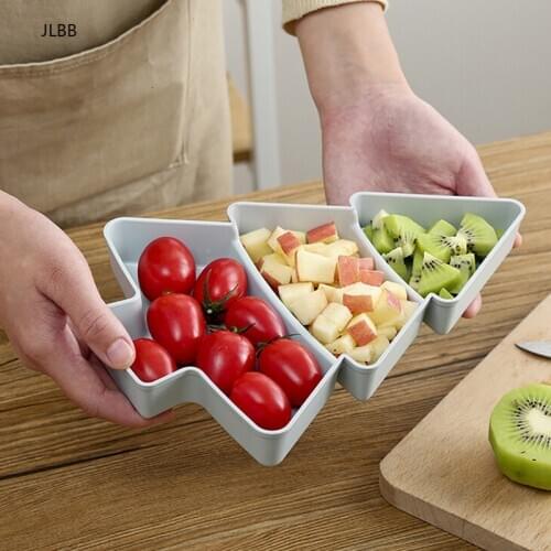 Home Kitchen Supplies Household Plastic Tree Shape Nuts Fruits Plates Christmas Tree Snack Serving Dishes Tray Store Tableware