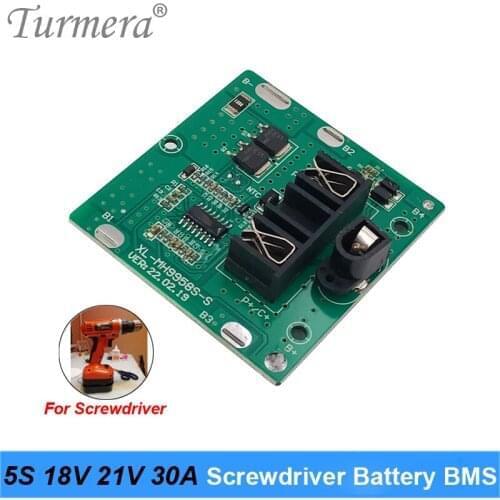 Turmera 18V 21V 5S 30A BMS Lithium Battery Board with Balance for 21V 18V Screwdriver Shurik and Vacuum Cleaner Battery Pack Use