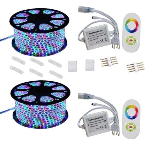 WorldStar 220V 110V LED Strip 5050 50m 100m IP67 Waterproof RGB Dual Color Rope lighting for outdoor with RF Remote controller