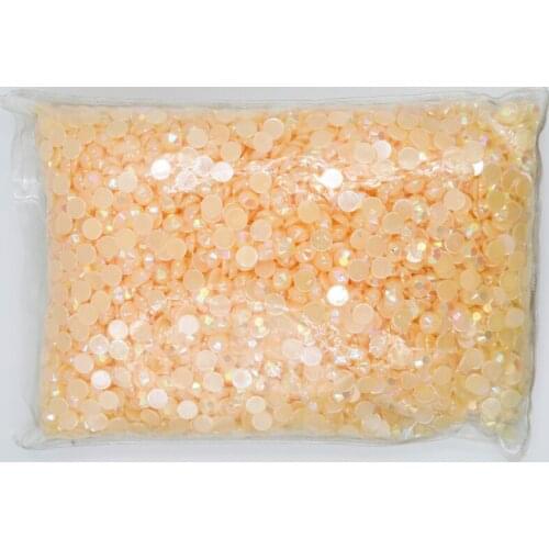 Jelly Champange AB Color 1.5~7mm Flat Back Round Acrylic Rhinestons,3D Acrylic Resin Nail Art / Garment Decoration