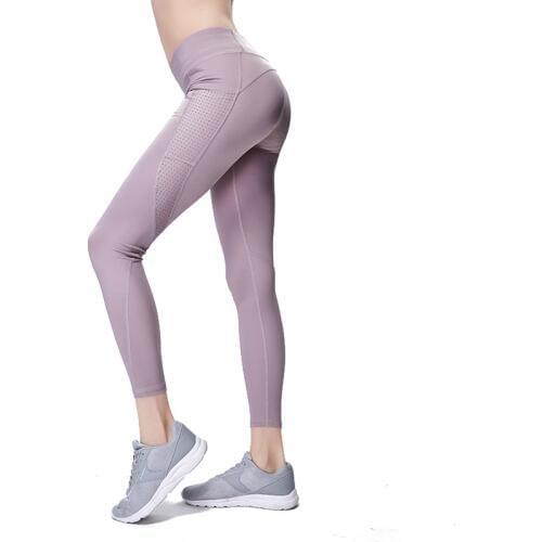 With Pockets Yoga Pants Womens Porous Panel Buttock Lifting Tight Sports Running Fitness Pants