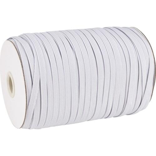 1 Roll Flat Elastic Cord White Black for Clothing Sewing Craft DIY Handmade Mask 4mm 5mm 6mm 8mm 10mm 12mm 14mm