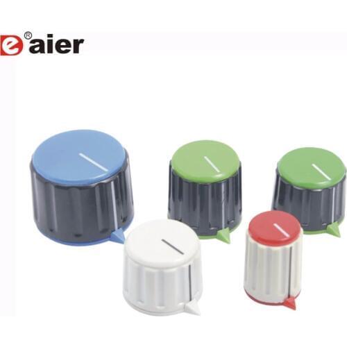 100PCS Colored Internal Lock Type Control Rotary Knob Plastic Black Body With 6.35mm Shaft Hole Diameter Potentiometer Control