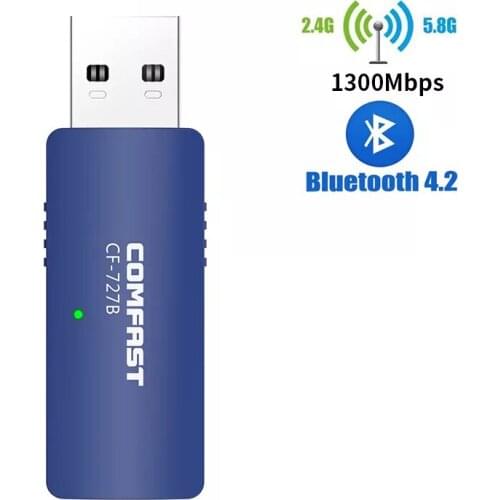 1300Mbps 5GHZ 2.4Ghz Dual Band USB Wireless WiFi Adapter Bluetooth 4.2 WiFi Network LAN Card PC WiFi Receiver WiFi Antenn