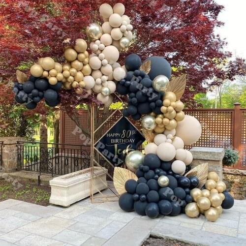 184pcs Nude Balloons Garland Kit Birthday Golden 4D Black Bow Of Balloon Arch Double Apricot Globos Party Decoration Supplies