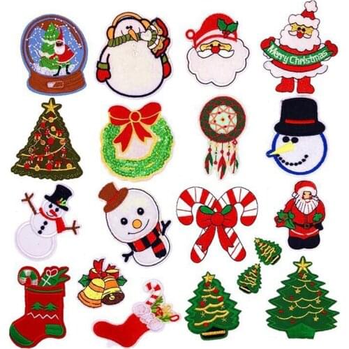 19 Kinds Of Christmas Items Embroidery Patch Fabric Sticker For Stationery DIY Clothing Bags Decoration Fabric Adhesive Label