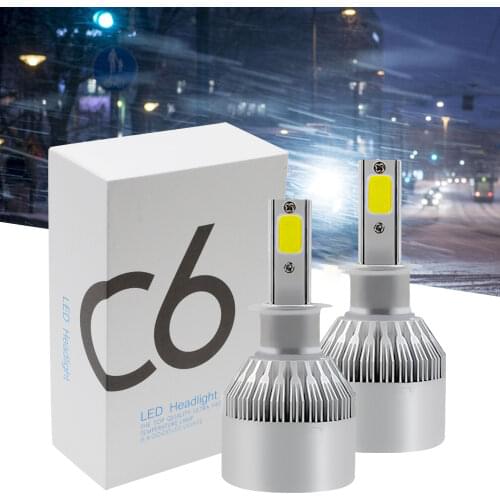 2PCS H3 Waterproof C6 COB auto Headlight Spot Fog Led Bulb 72W 7600LM High Bright Car Headlamp Automobile Head Light Night 12V