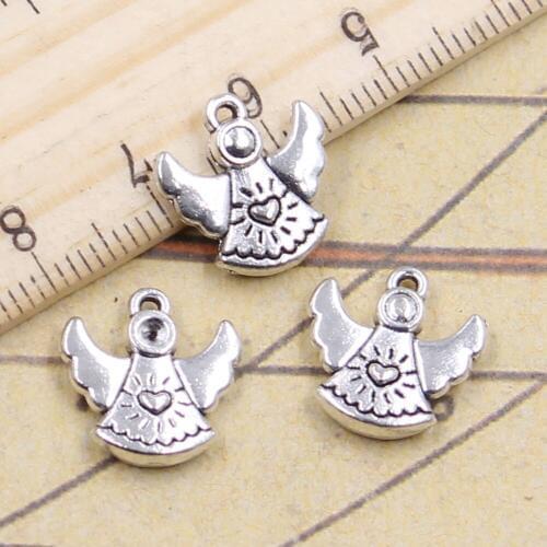 20pcs Charms Lovely Pray Angel 14x13mm Antique Silver Color Pendants Making DIY Handmade Jewelry Factory Wholesale