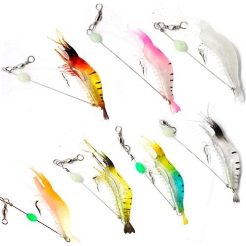 5pcs Luminous Shrimp Lure Silicone Artificial Bait 95mm Soft Prawn With Hooks Carp Wobbler For Fishing