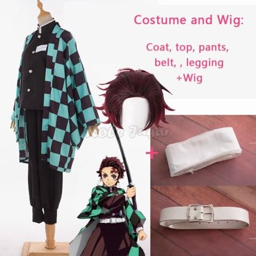 Anime Costume Demon Slayer Cosplay Tanjirou Kamado Cosplay Costumes Men Women Japanese Kimono Wig Halloween Costume