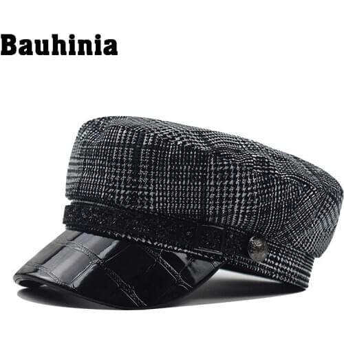Bauhinia fashion womens Cotton Beret Cap hat British style warm retro Flat newsboy