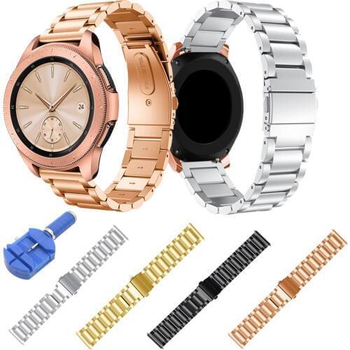 20mm Width Stainless Steel Strap for Samsung Galaxy 42mm Watch Band Wristband Three Links Metal Watchband and Tool
