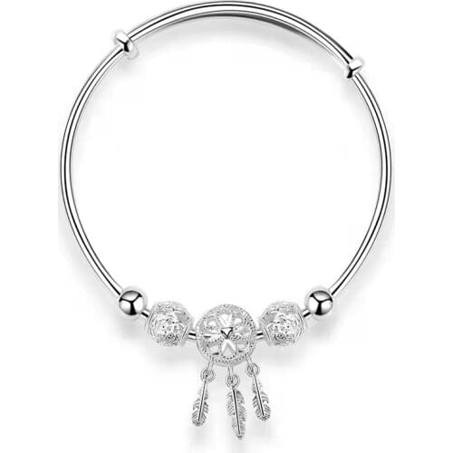 Sterling Silver Bracelet Young Womens Foot Silver Dream Catcher Net Bracelet Silver Bracelet Hollow Silver Ornaments