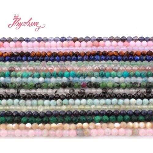 4mm Small Tiny Faceted Round Loose Natural Stone Beads For DIY Bracelet Necklace Earring Jewelry Making Spacer Beads Strand 15"