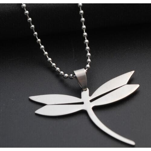 30 Stainless steel flying dragonfly charm pendant necklace small insect animal beneficial insect necklace bee girl chain jewelry