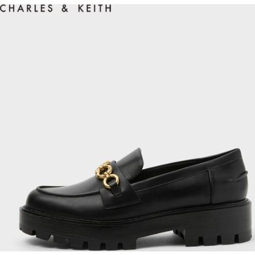 CHARLES＆KEITH New Arrival for Winter 2020CK1-70380824Womens shoes Fashion retro Platform loafers with metal buckles