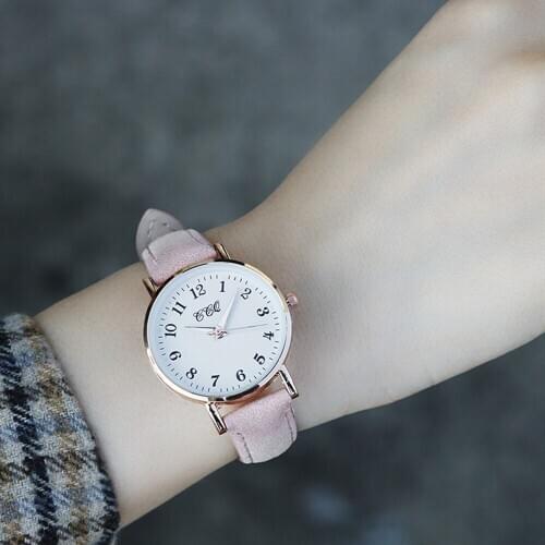 Arabic Numbers Lady ELegant Style Women Watch Candy Color Straps Leather Band Easy Reading Simple Dial Dropshipping Quartz Clock