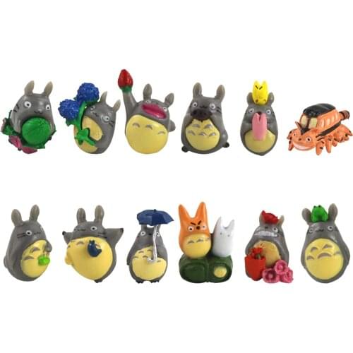 2-4cm 12pcs/Lot Anime My Neighbor Totoro Hayao Miyazaki Mini Resin Action Figures Cake Toppers Figurines Dolls Garden Decoration