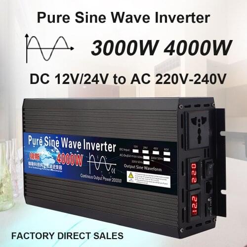 Pure Sine Wave Inverter 12V 24V 48V 60V 220V 3000w 4000w Voltage Transformer Solar Power Inverter 12V 220V Inversor Converter LE