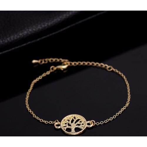 Jisensp Fashion Link Chain Tree of Life Charm Bracelets for Women Party Gift Simple Round Men Bracelets Bangles pulseras