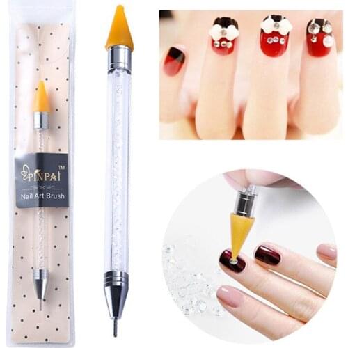 1Pc 4 Types Nail Dotting Pen Crystal Beads Handle Rhinestone Studs Picker Wax Pencil Manicure Nail Art Tool