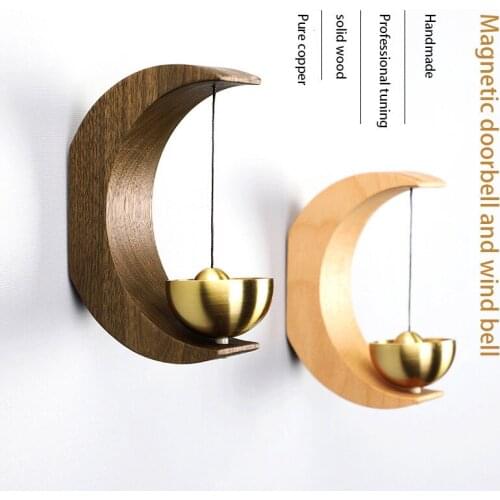 Room Decor Moon Style Solid Wood Doorbell Wind Chimes Hanging Decorations Suction Door Solid Refrigerator Decoration Bell