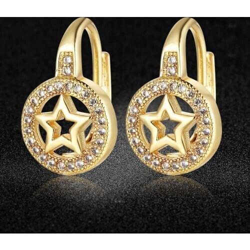 Beautiful Shining Star Cubic Zirconia CZ Pave Clip On Earring for Women Fashion Copper Jewellery Factory Store
