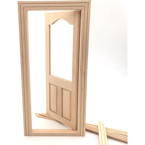 1/12 Dollhouse Miniature Accessories Mini Wooden DIY Door Simulation Furniture Toys for Doll House Decoration