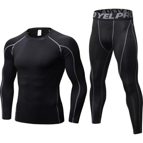 2021 Men Sportswear Compression Sport Suit Quick Dry Running Set Clothes Joggers Training Gym Long sleeve Top Fitness Tracksuit